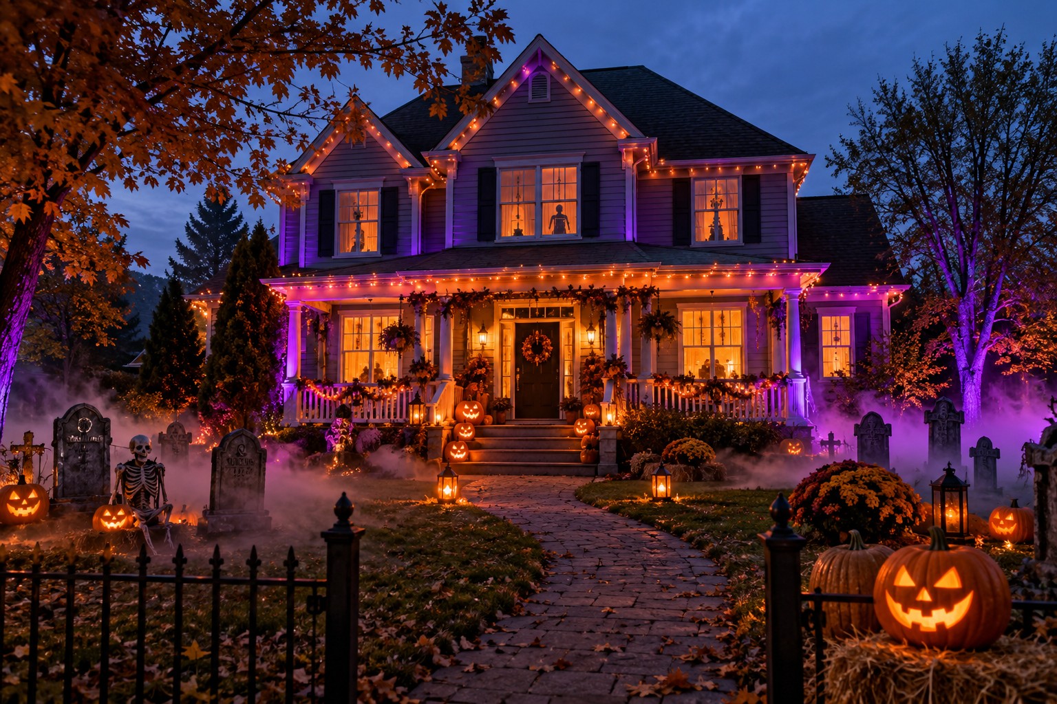 Spooky Stuff’s illustrated Halloween house and yard display